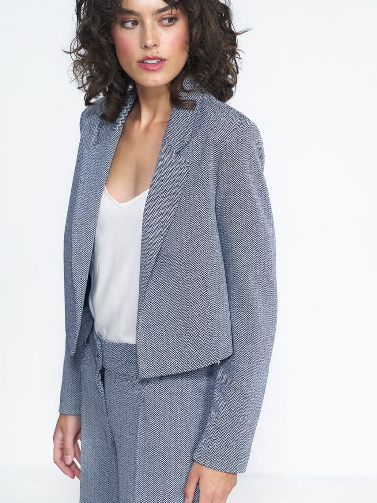 Veste Mathilde rayée courte coupe ajustée viscose polyester