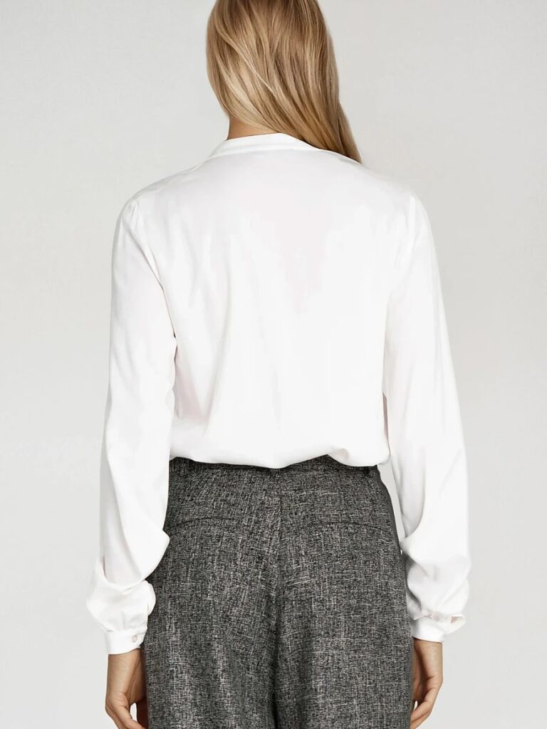 Chemise Lucie blanche viscose avec nœud signature détail cou — vue 1