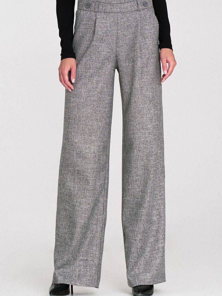 Pantalon taille haute gris clair relaxed fit avec plis structurants