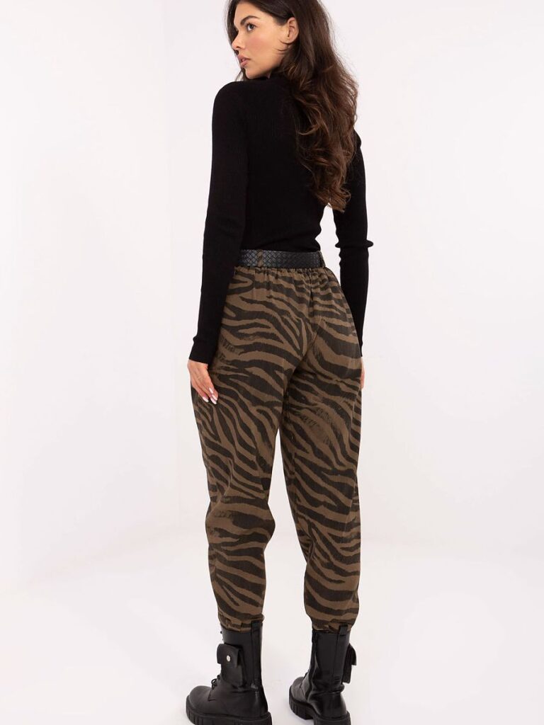 Pantalon Zoé zébré vert taille haute coupe fuseau — vue 2