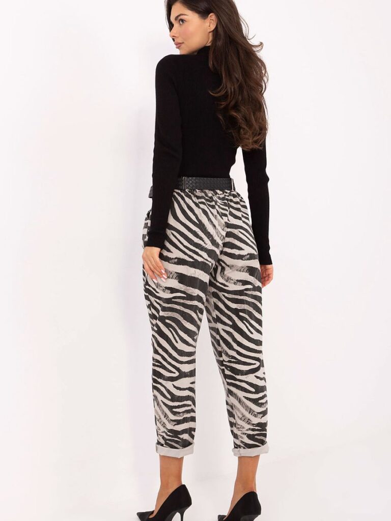 Pantalon Léa zébré beige taille haute jambes fuselées femme — vue 2