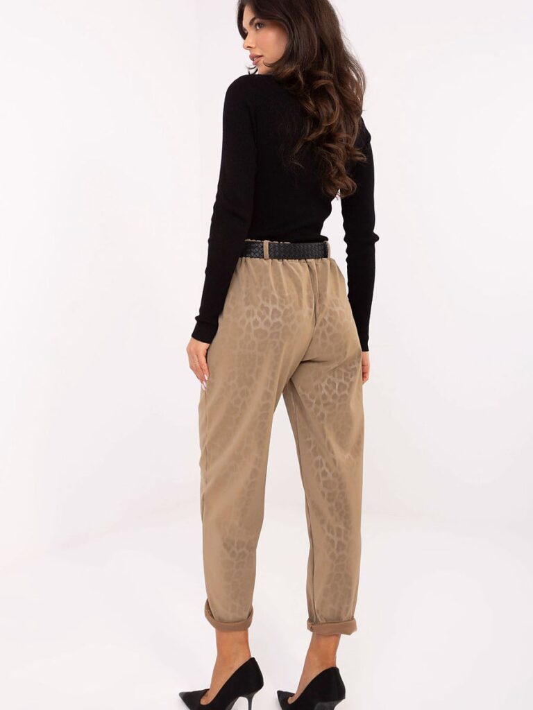 Pantalon taille haute motif léopard effet simili cuir ceinture ajustable — vue 2