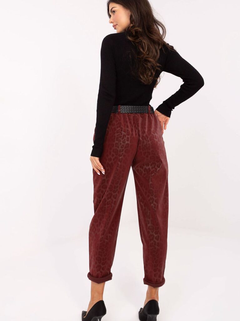 Pantalon femme taille haute motif léopard simili cuir coupe fuselée — vue 2