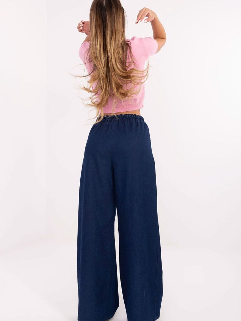 Jean large taille haute élastique femme, coupe fluide et confortable — vue 1