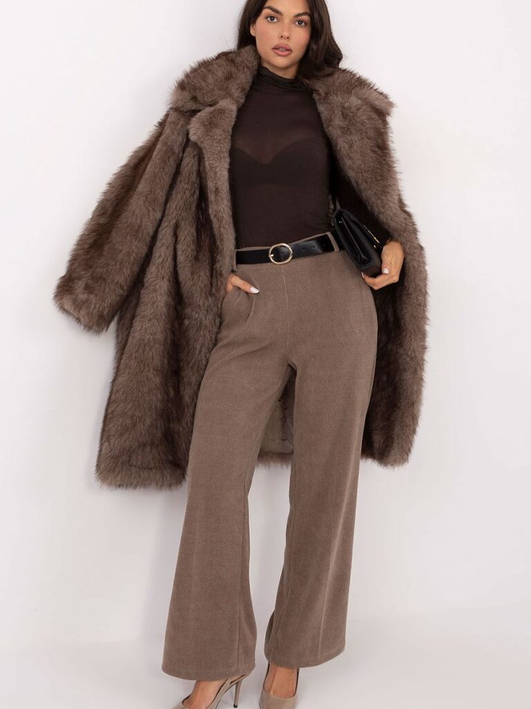 Pantalon Camille velours côtelé taille haute coupe large femme