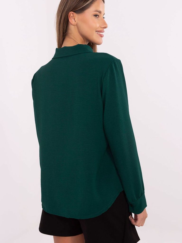 Chemise verte femme avec nœuds, coupe ajustée, col classique — vue 2