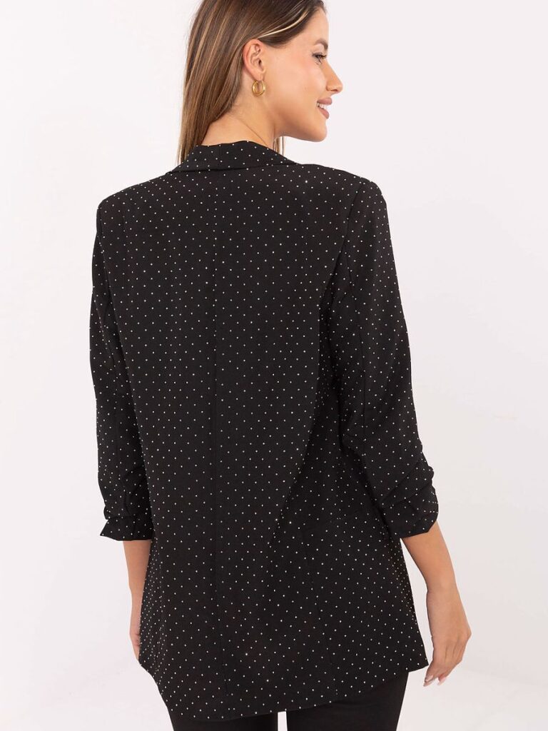 Blazer noir strass, col ouvert, manches 3/4, soirée chic — vue 2
