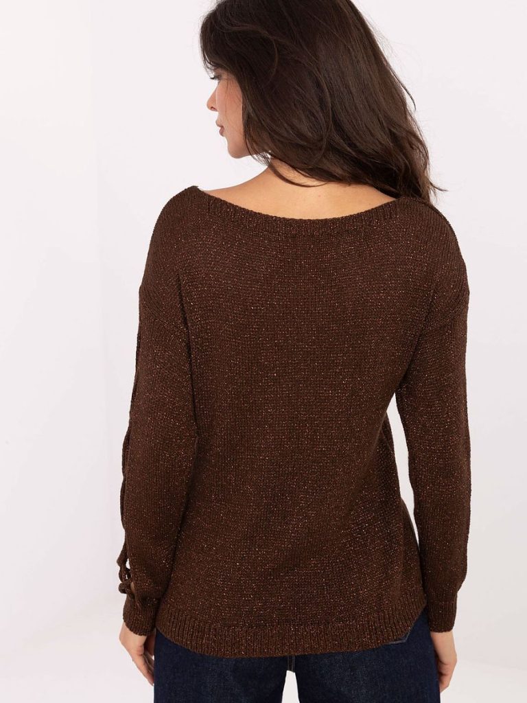 Pull Léa viscose découpes losange manches, col rond, détails métallisés — vue 2