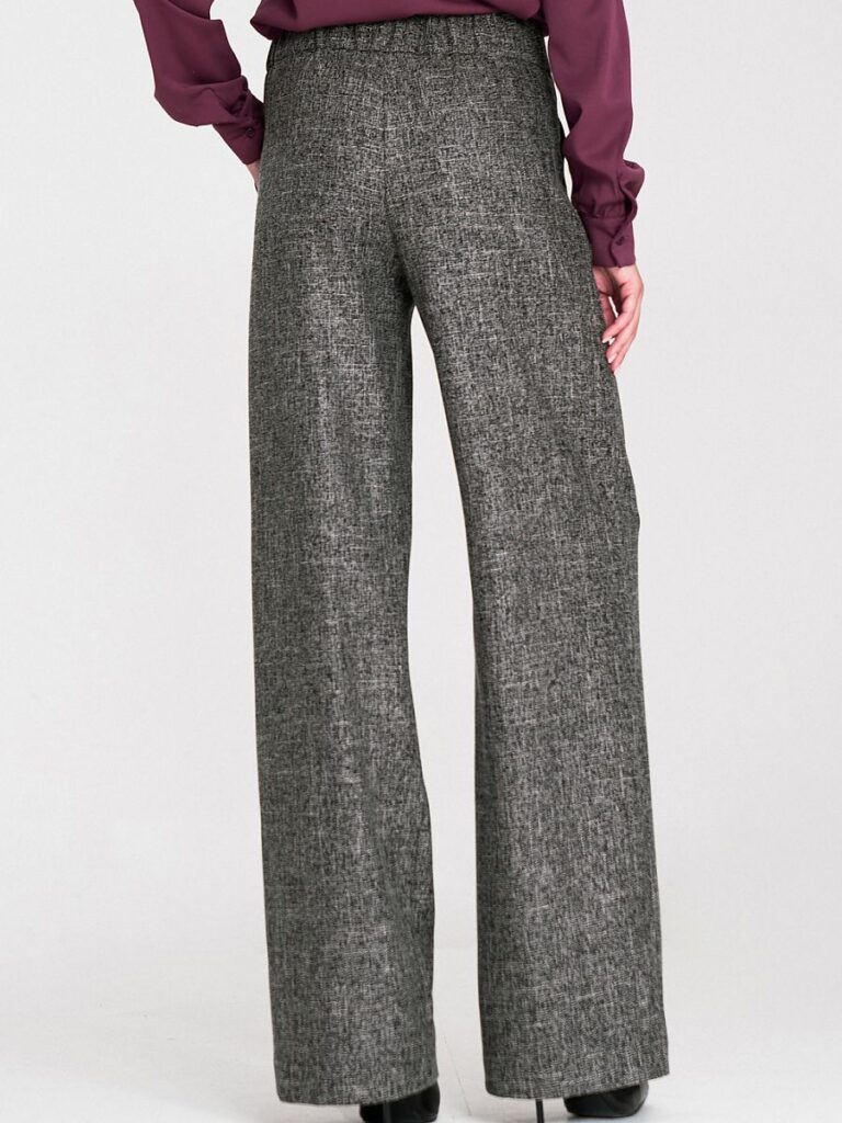 Pantalon taille haute gris chiné coupe relaxed femme bureau — vue 2
