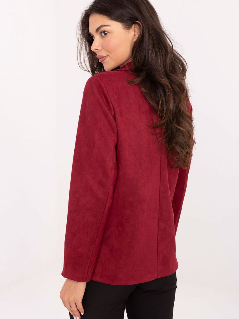Blazer Élise en suède rouge, coupe structurée, manches longues — vue 1