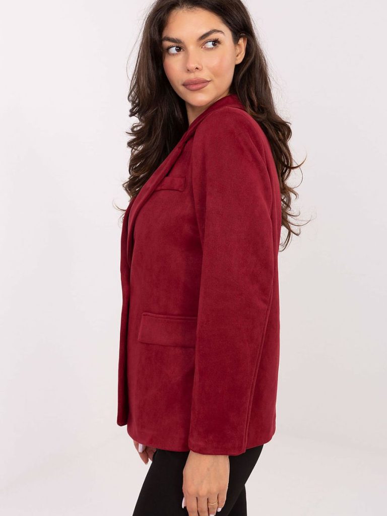 Blazer Élise en suède rouge, coupe structurée, manches longues — vue 2
