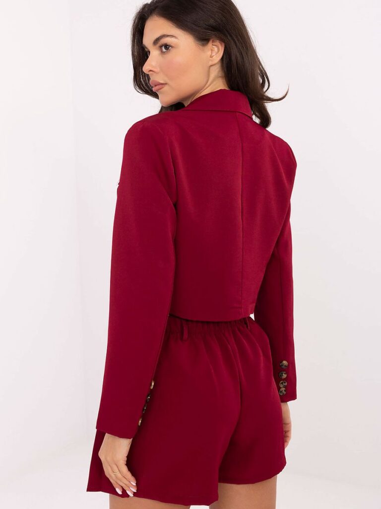 Ensemble deux-pièces veste cintrée et jupe-short plissée élégant — vue 2