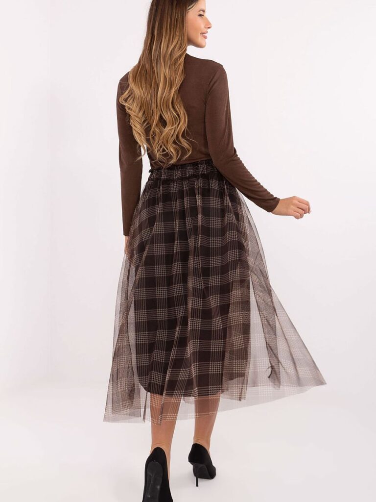 Jupe midi en tulle à carreaux doublée, coupe confortable — vue 2