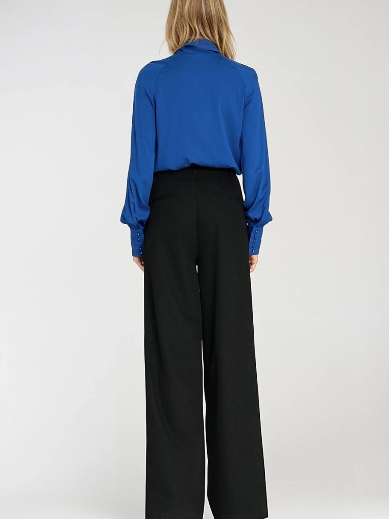 Chemisier Léa bleu roi viscose avec foulard noué, coupe régulière — vue 2