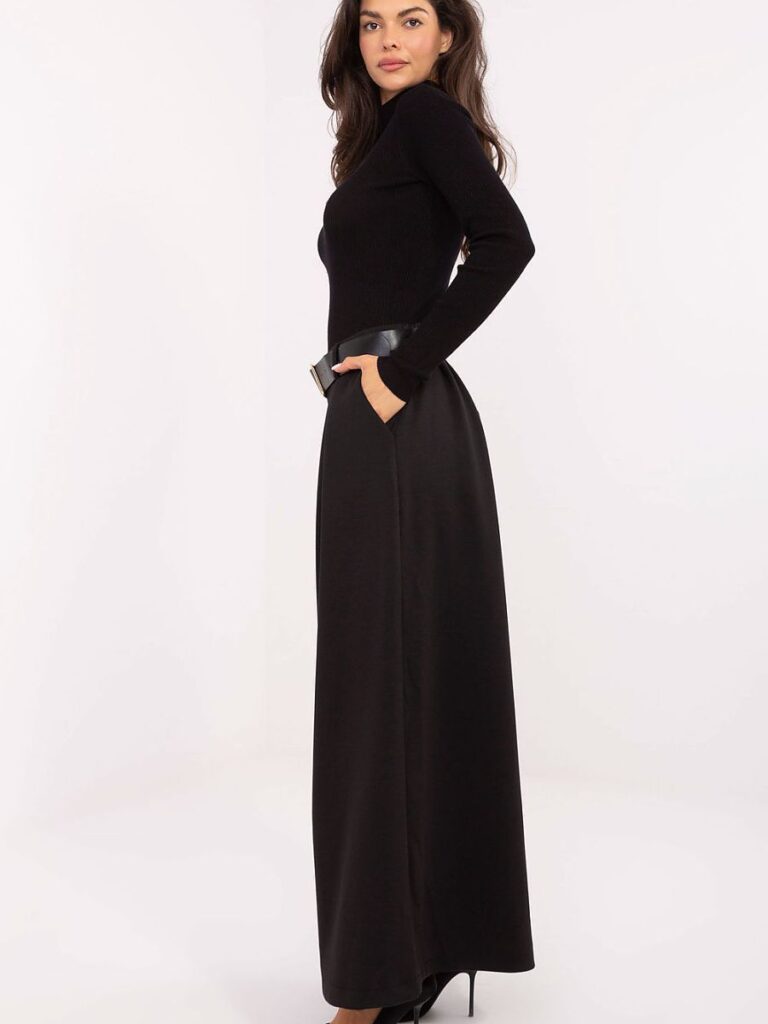 Pantalon palazzo fluide taille haute, coupe affinante, couleur neutre — vue 1