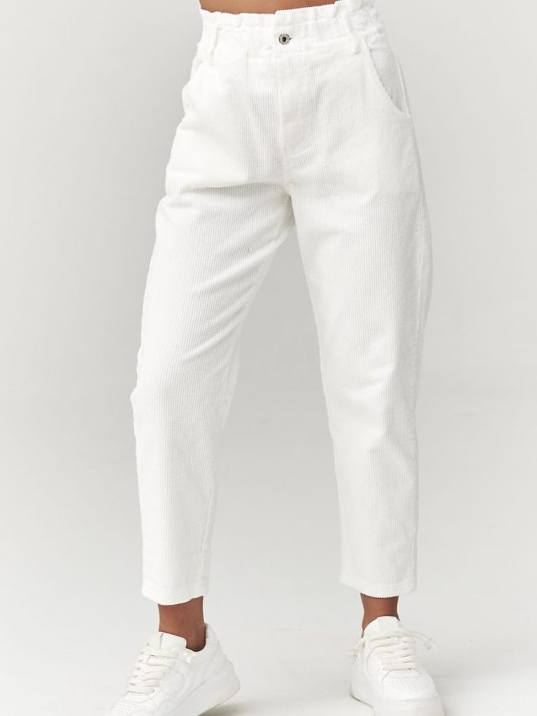 Pantalon velours côtelé taille haute Véronique, coupe affinante jambe raccourcie