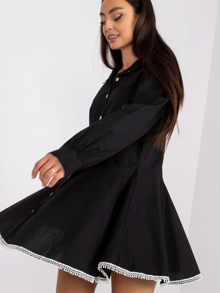 Robe fluide Jeanne boutonnée manches longues coupe évasée — vue 2