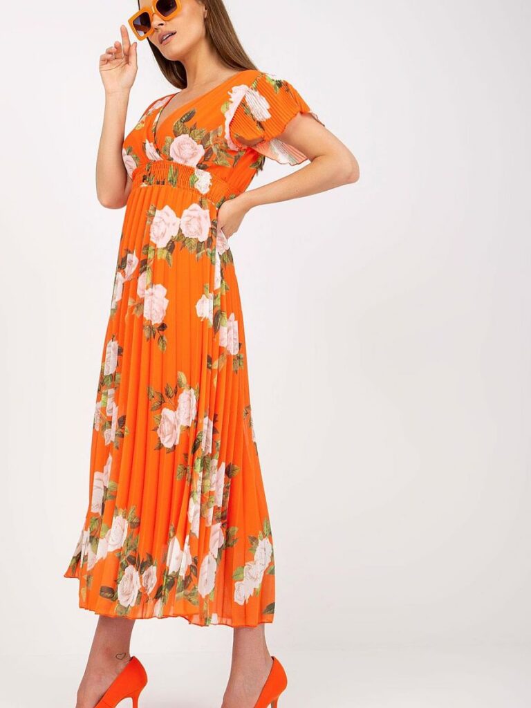 Robe Léa volants enveloppants fluide, couleur unie, manches courtes aériennes — vue 1