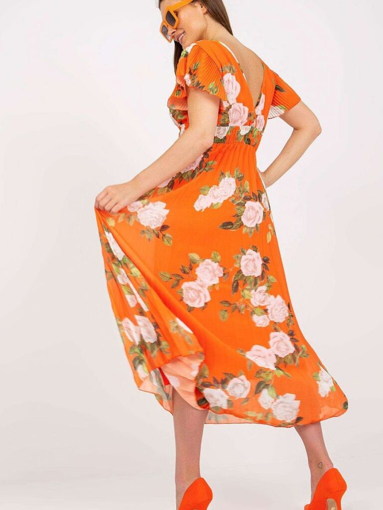 Robe Léa volants enveloppants fluide, couleur unie, manches courtes aériennes — vue 2