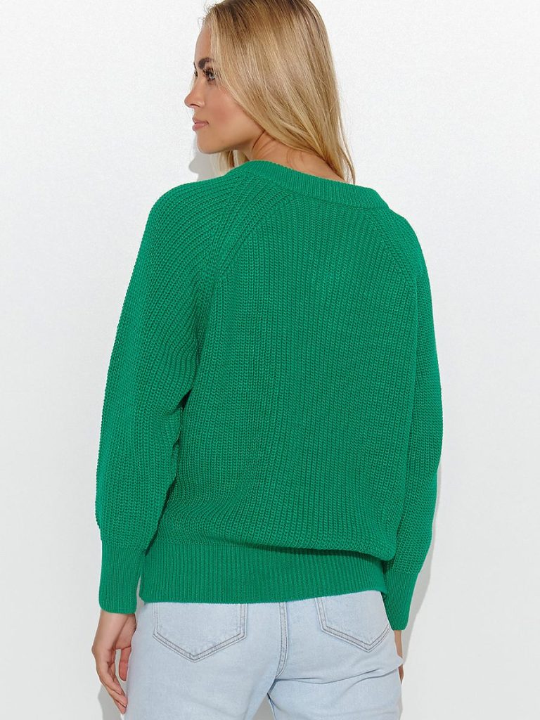 Pull femme encolure cœur avec détails dorés, maille acrylique confortable — vue 2