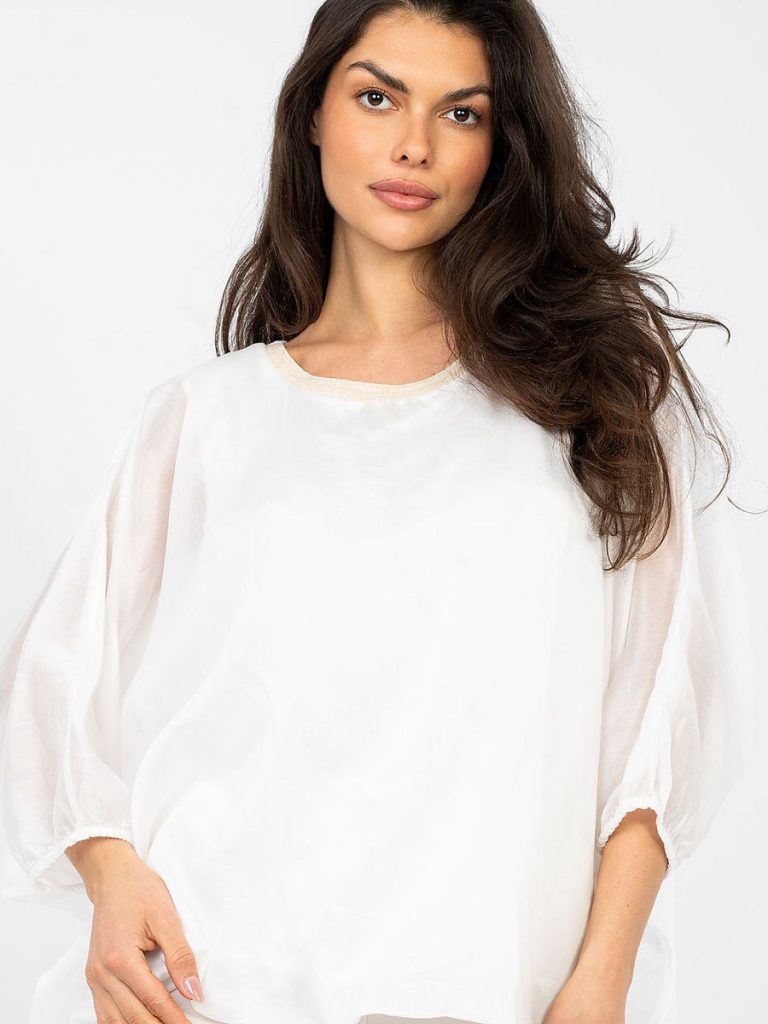 Chemisier tencel beige manches 3/4 doublure intérieure