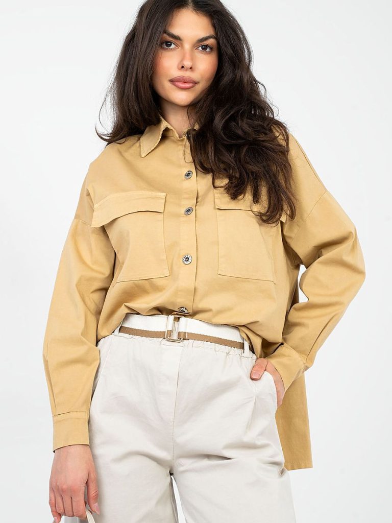 Chemise femme Léa coton stretch manches longues col classique