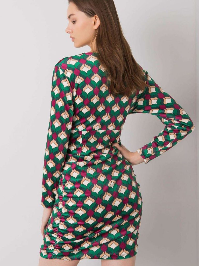 Robe Camille velours vert profond manches longues coupe fluide — vue 2