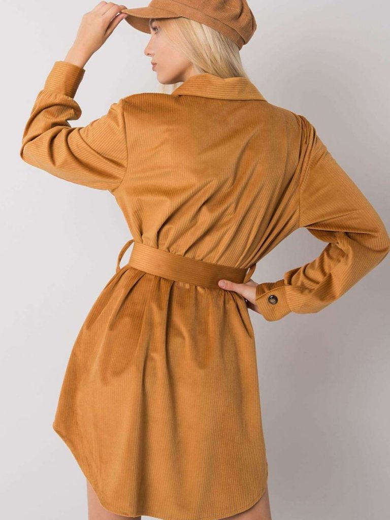Robe Journée Camel Boutonnée — vue 3