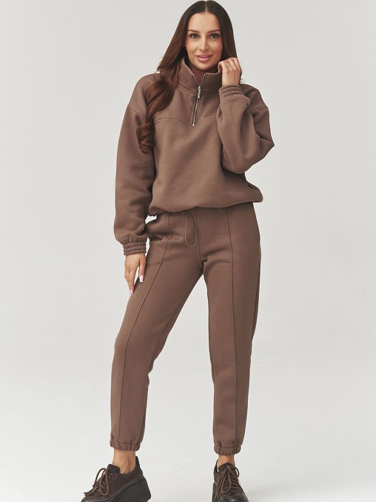 Ensemble survêtement femme veste capuche pantalon fuselé coutures décoratives