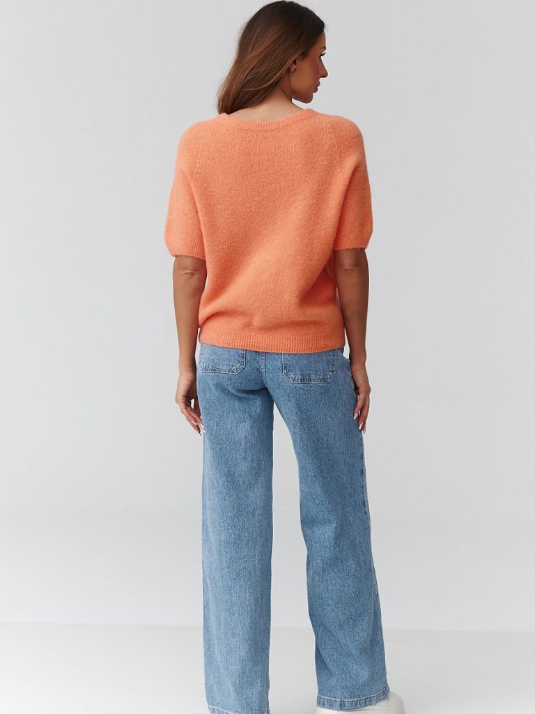 Pull femme manches courtes coupe oversize col rond élégant — vue 2