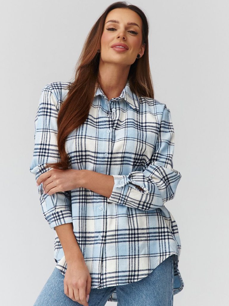 Chemise à carreaux femme coupe détente, manches longues