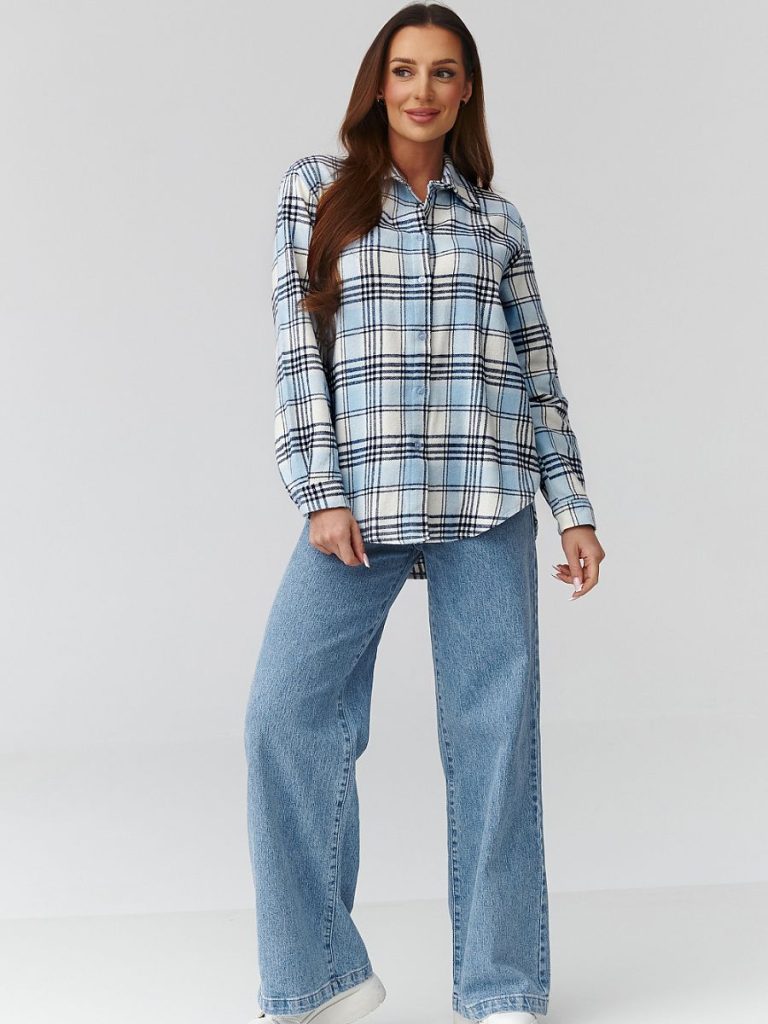 Chemise à carreaux femme coupe détente, manches longues — vue 1