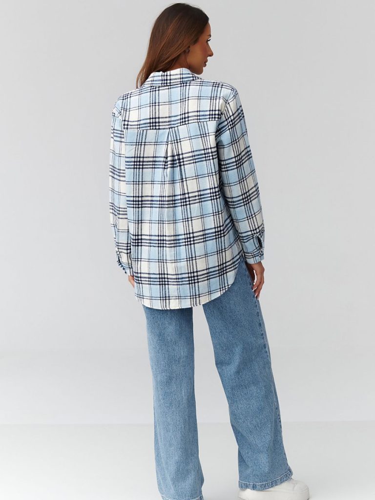 Chemise à carreaux femme coupe détente, manches longues — vue 2