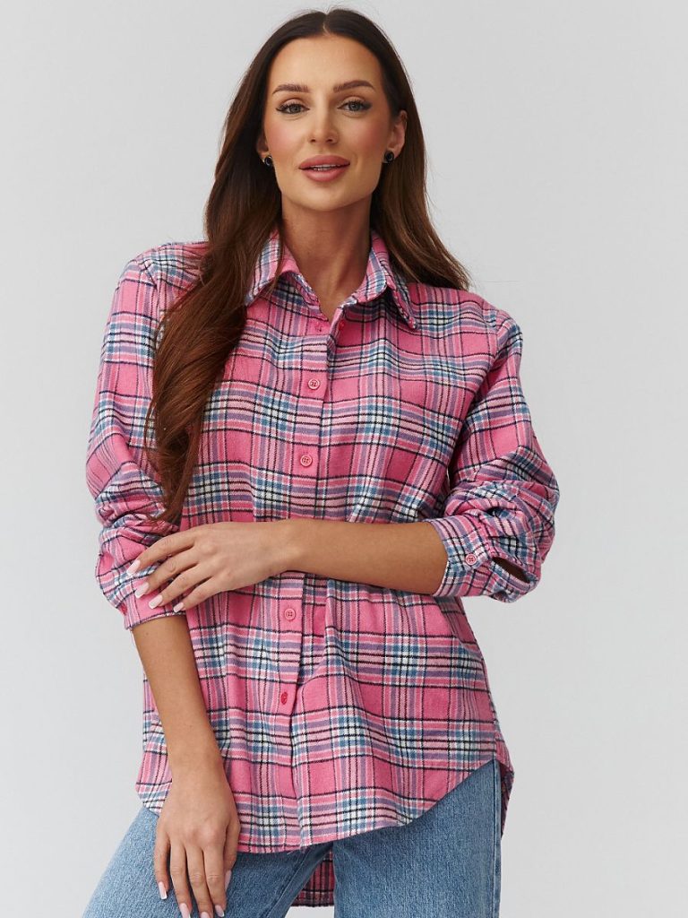Chemise carreaux femme coupe décontractée dos allongé