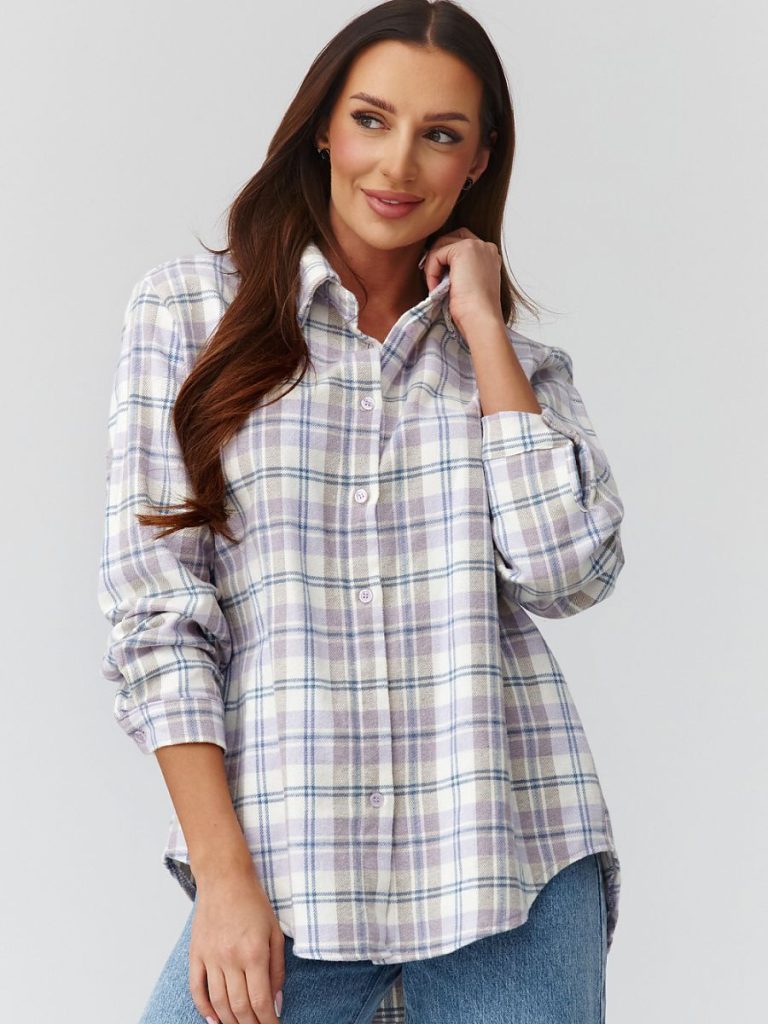 Chemise carreaux femme coupe ample dos allongé