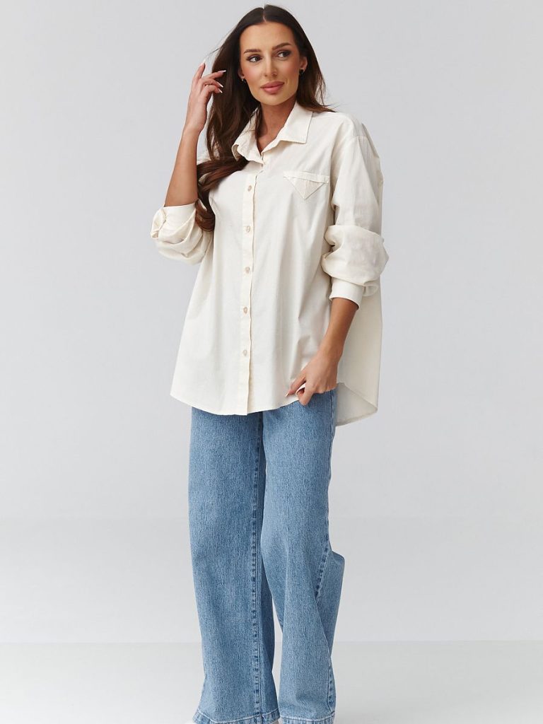 Chemise femme coupe ample coton léger col classique — vue 3