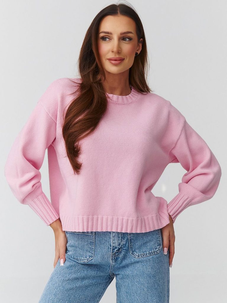 Pull oversize femme col rond tricot doux beige intemporel