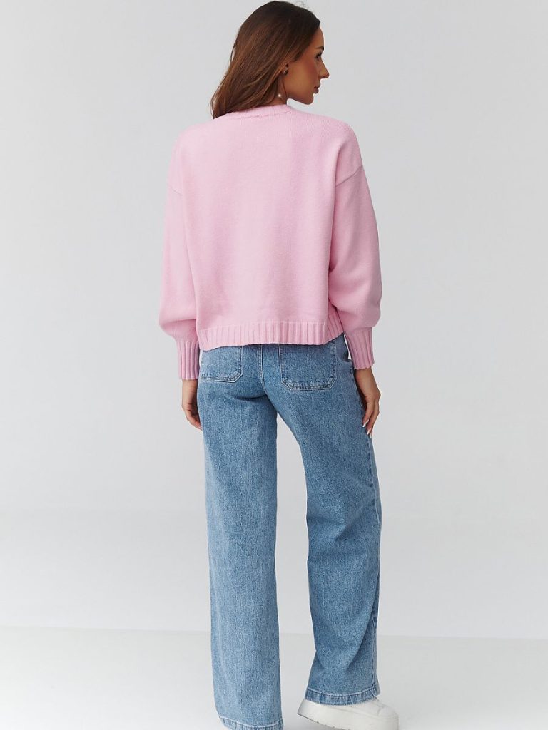 Pull oversize femme col rond tricot doux beige intemporel — vue 2