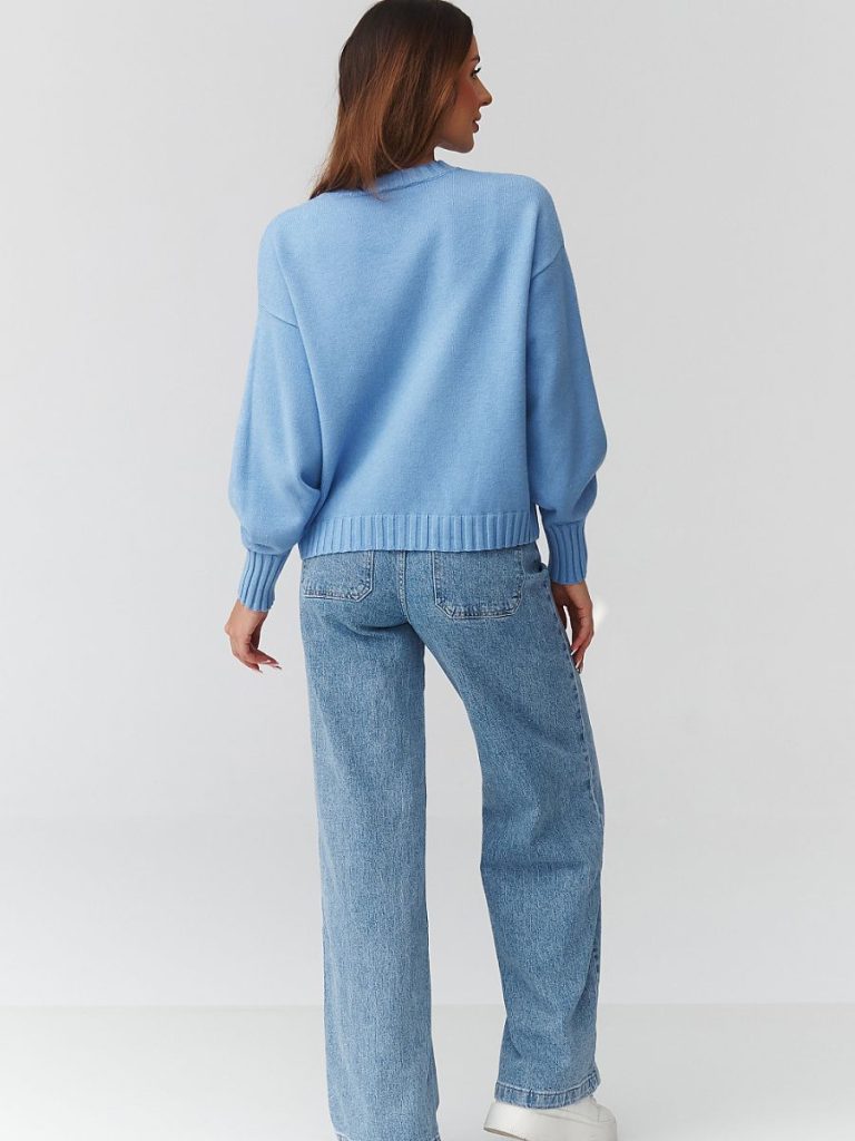 Pull oversize femme col rond, poignets côtelés, coupe généreuse — vue 2