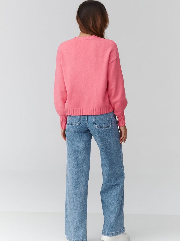 Pull femme oversize col rond gris, coupe confortable et intemporelle — vue 2