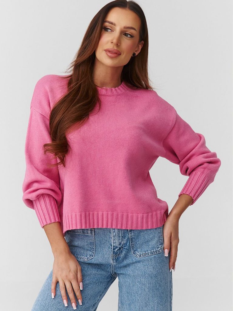 Pull oversize femme cosy, encolure ronde, manches longues