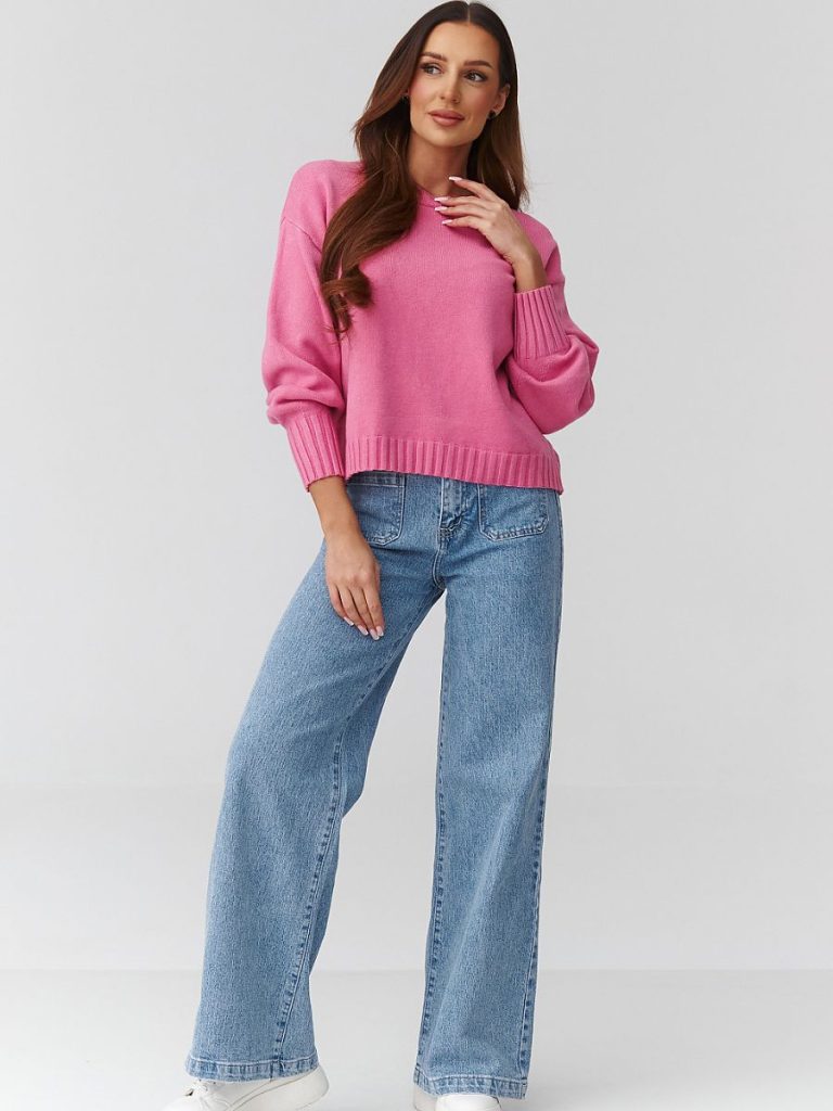 Pull oversize femme cosy, encolure ronde, manches longues — vue 1