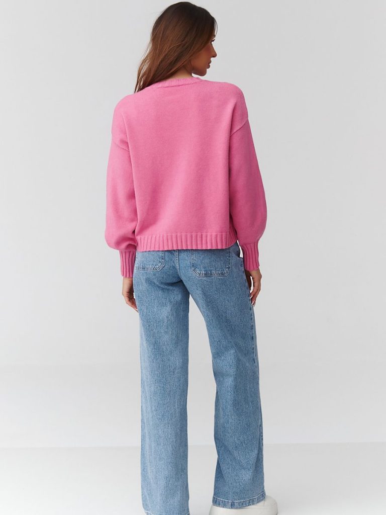 Pull oversize femme cosy, encolure ronde, manches longues — vue 2