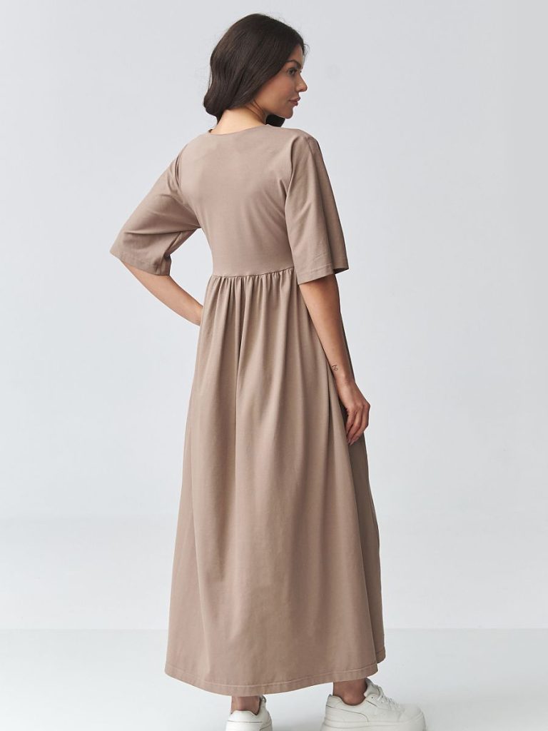 Robe maxi Léa fluide décolleté V manches courtes fentes latérales — vue 2