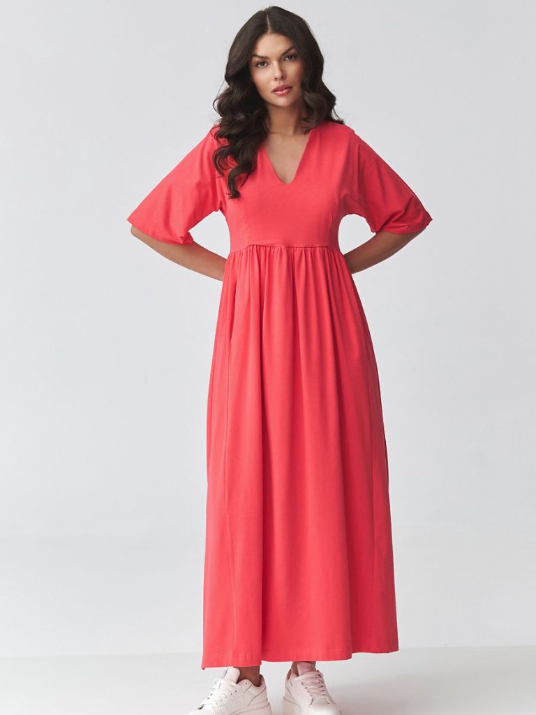 Robe maxi Léa noire encolure V, coupe ample fluide