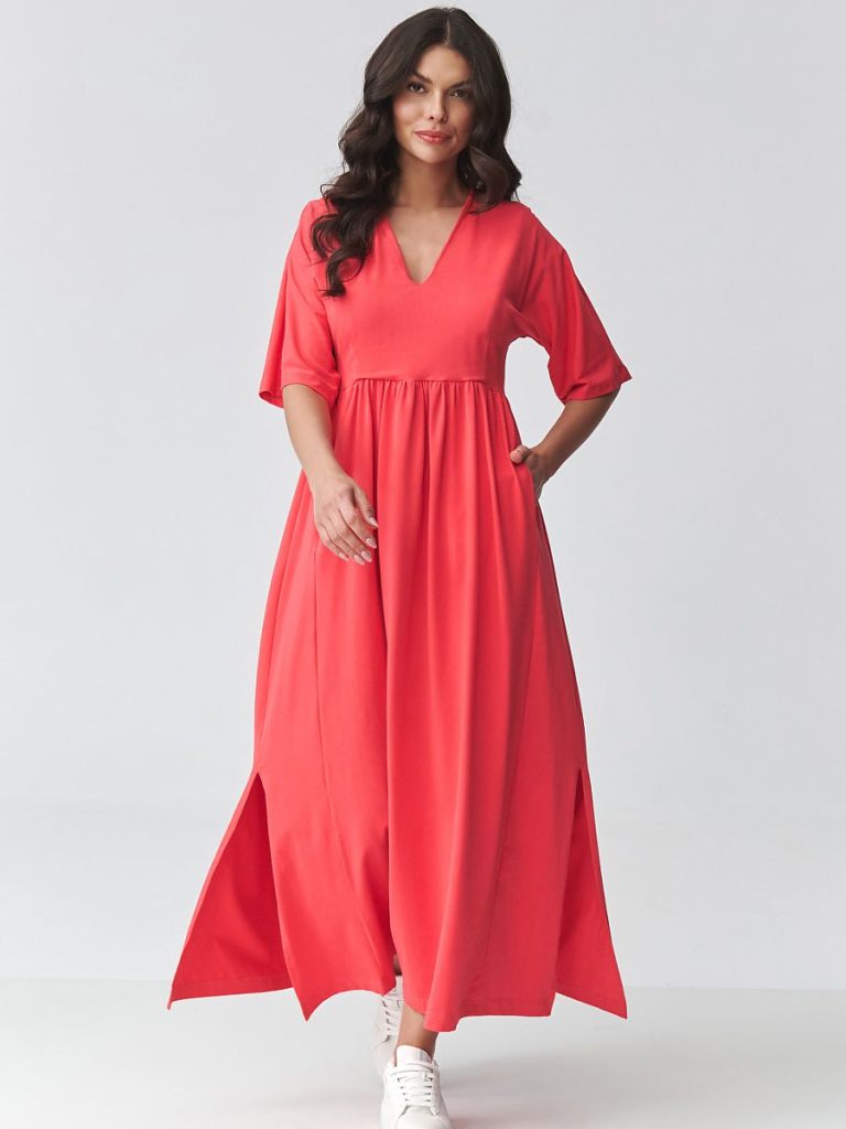 Robe maxi Léa noire encolure V, coupe ample fluide — vue 1