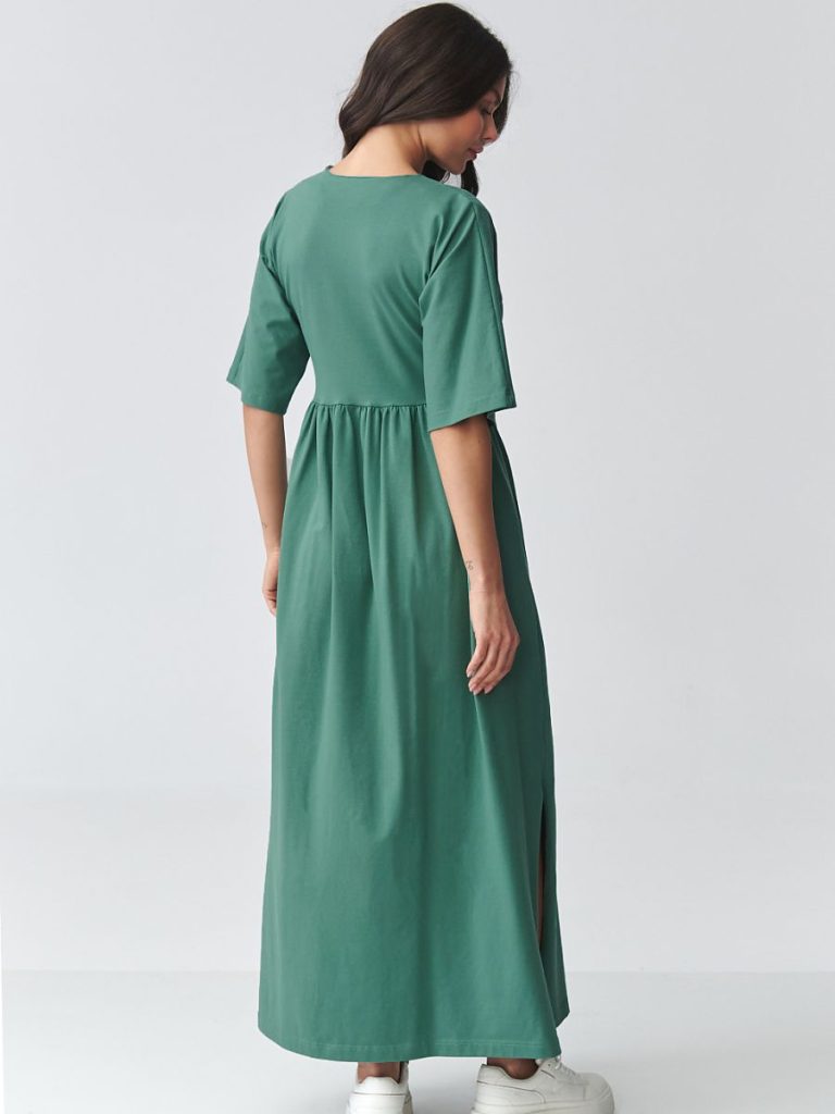 Robe maxi fluide noir avec décolleté V et découpe empire — vue 2