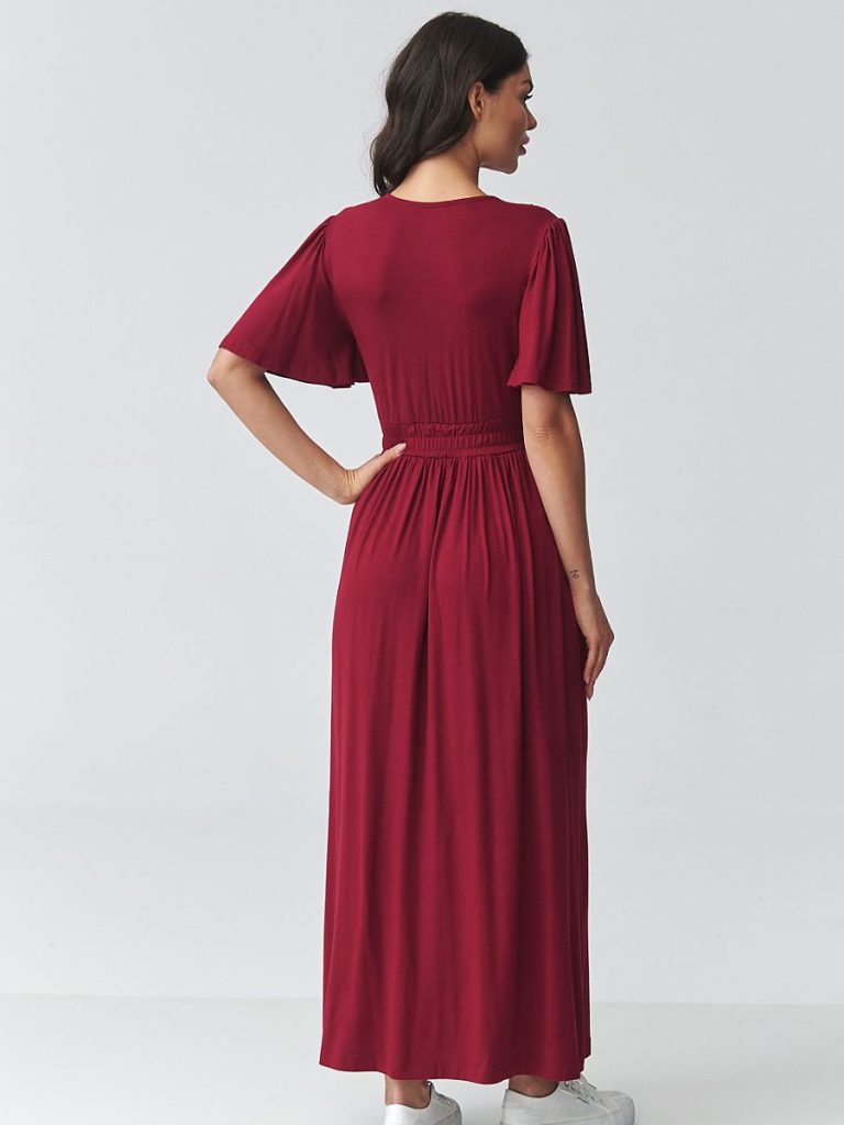 Robe maxi croisée élégante avec ceinture sculptante et fente — vue 2