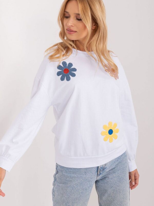 Sweatshirt fleuri blanc