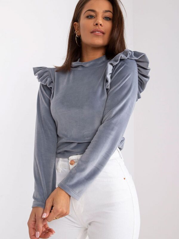Top épaulette velours gris